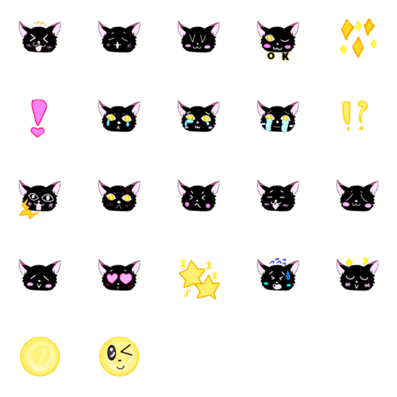 [LINE絵文字]猫似の黒狐。みこく。シンプルな顔文字。の画像一覧