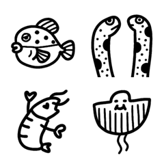Hand-drawing in Black: Ocean Animalsの絵文字メイン画像