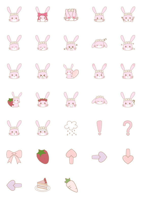 [LINE絵文字]ウサギ Ariは イチゴが好きだよ。の画像一覧