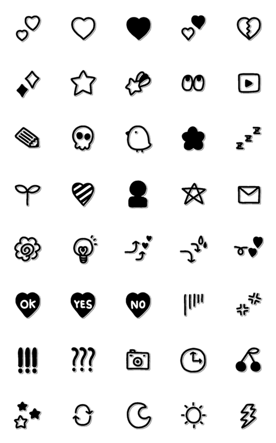 [LINE絵文字]使える！モノクロ絵文字の画像一覧