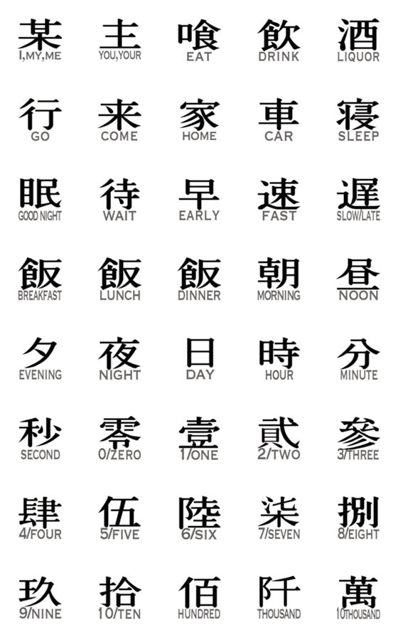 [LINE絵文字]第2弾‼️◆侍 忍者 英訳付き漢字だらけ◆の画像一覧