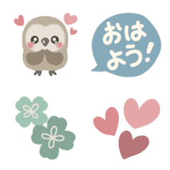 [LINE絵文字] やさしいカラーの毎日ふくろう【絵文字】の画像