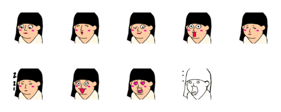 [LINE絵文字]女の子の女の子による女の子の表情と感情の画像一覧