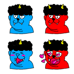 [LINE絵文字] 青鬼と赤鬼の感情と表情の画像