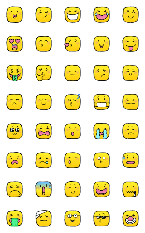 [LINE絵文字]Funny Square Emojiの画像一覧