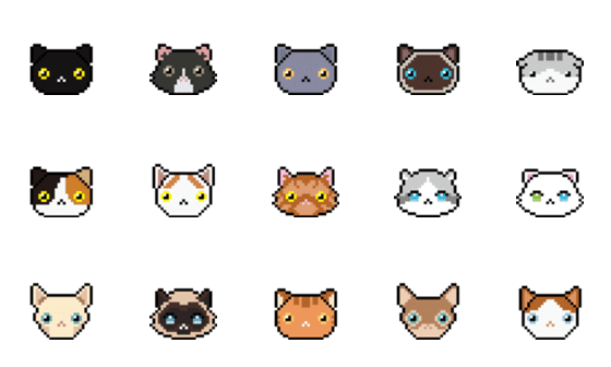 [LINE絵文字]Pixel catsの画像一覧