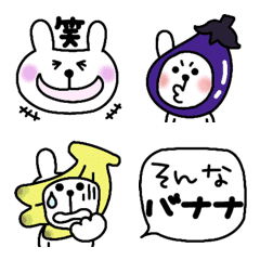 [LINE絵文字] ゆるかわうさぎちゃんのダジャレ絵文字の画像