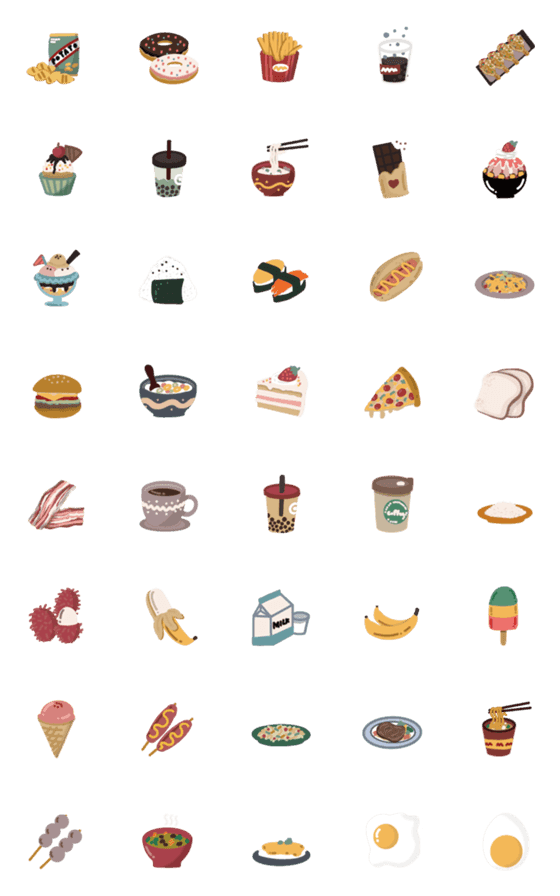 [LINE絵文字]Food hugの画像一覧