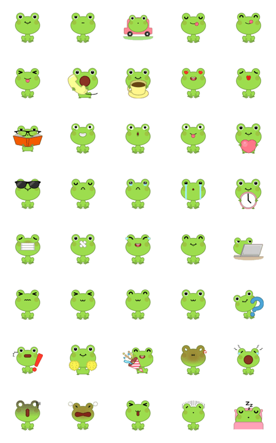 [LINE絵文字]Green Frog Emojiの画像一覧