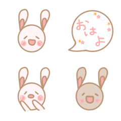 [LINE絵文字] シンプル可愛いももうさ＆モコうさ絵文字①の画像