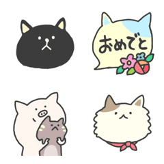 [LINE絵文字] こぶたとこねこのあいさつ絵文字2の画像