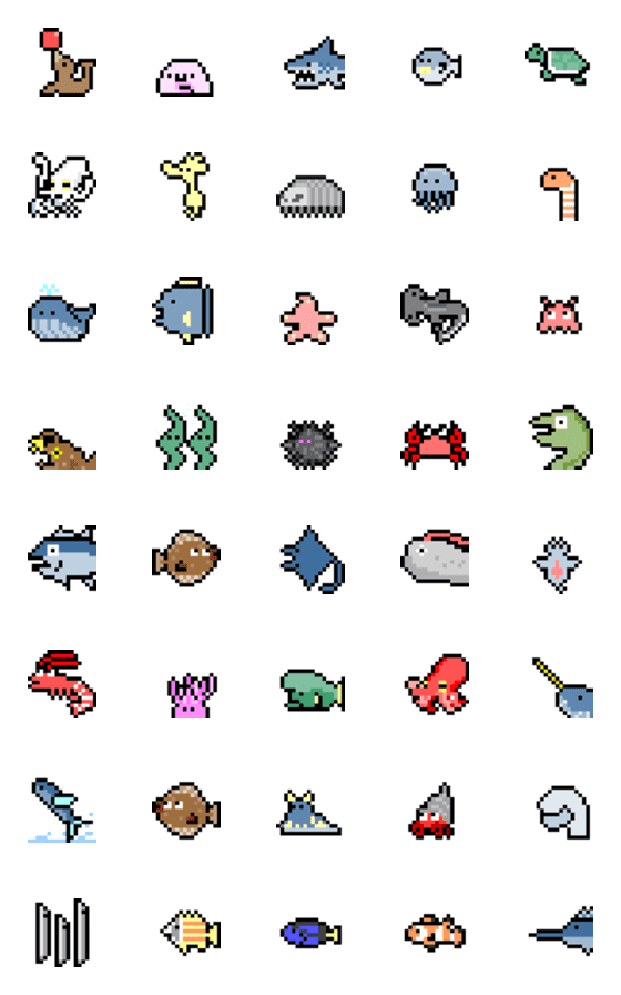 [LINE絵文字]ドット絵 ピクセルアクアリウムの画像一覧