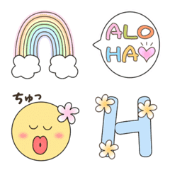 [LINE絵文字] Aloha パステルハワイ スマイル絵文字の画像