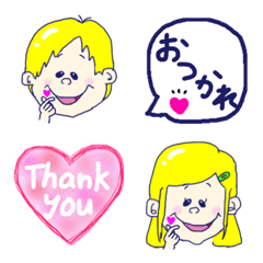 [LINE絵文字] 毎日使える絵文字♡なかよし男の子＆女の子の画像