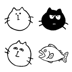 [LINE絵文字] かおだけねこ(モノクロ)の画像