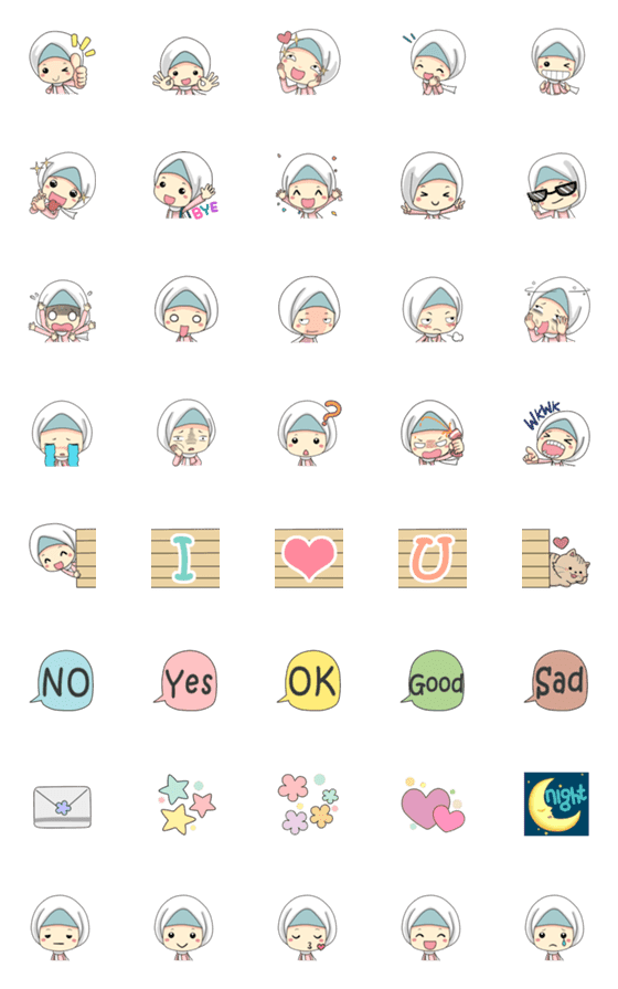 [LINE絵文字]Cutie Hijab Emojiの画像一覧