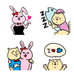 [LINE絵文字] ねこ男とうさ子の画像