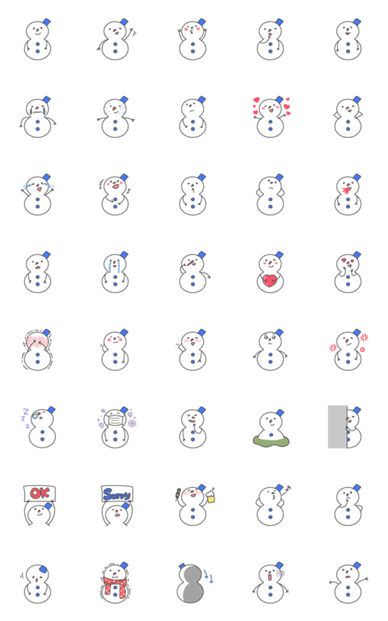 [LINE絵文字]ゆきだるまくんの絵文字♪の画像一覧