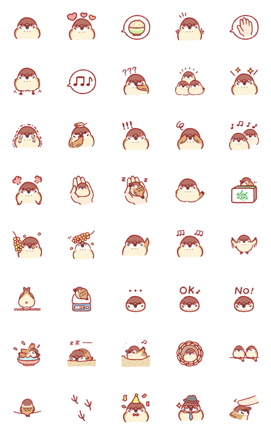 [LINE絵文字]Sparrow cute emojiの画像一覧