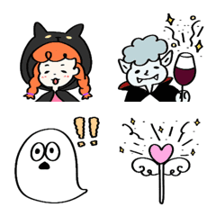 [LINE絵文字] ハロウィンと白おばけの画像