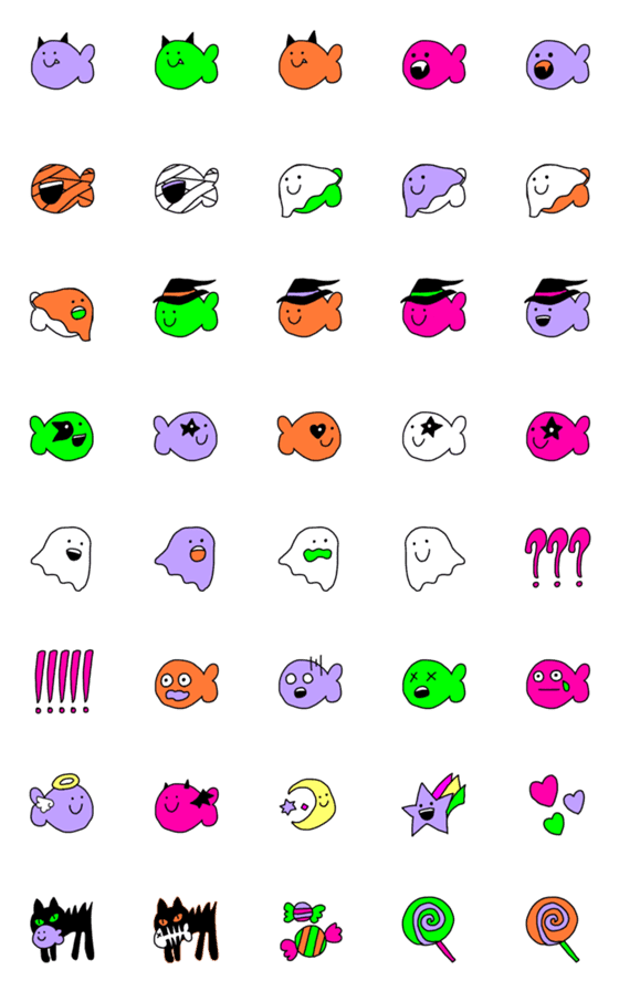[LINE絵文字]おさかな絵文字 +ハロウィン+の画像一覧