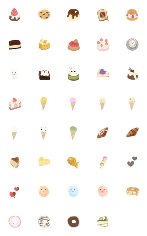 [LINE絵文字]Sweet dessert emojiの画像一覧