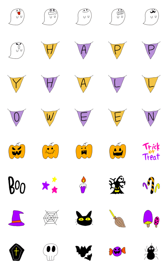 [LINE絵文字]手書きハロウイーン絵文字の画像一覧