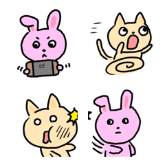 [LINE絵文字] ねことうさぎの絵文字の画像