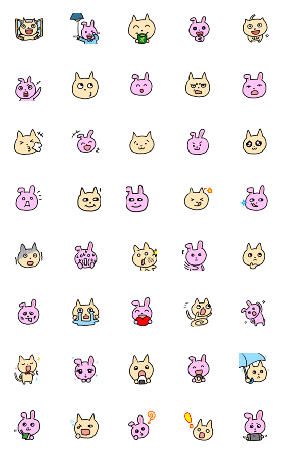 [LINE絵文字]ねことうさぎの絵文字の画像一覧