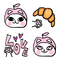[LINE絵文字] りんごねこ♡しらゆき絵文字の画像
