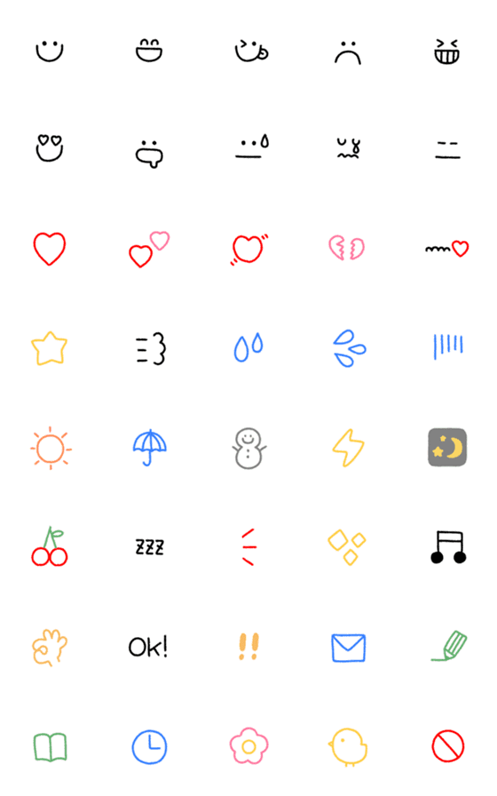 [LINE絵文字]シンプルかわいい手描き絵文字の画像一覧