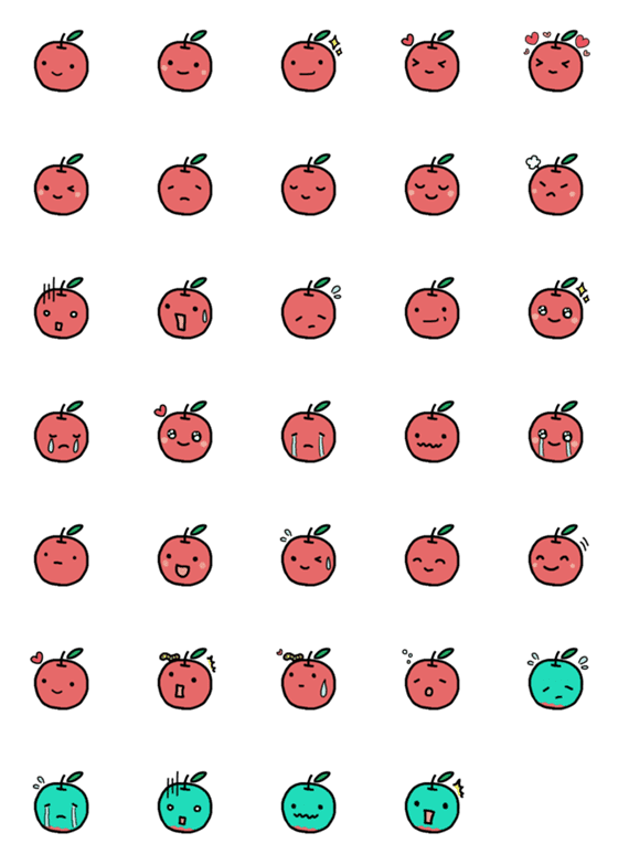 [LINE絵文字]かわいいりんごちゃんの画像一覧