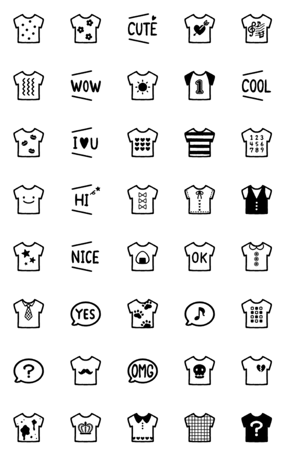 [LINE絵文字]□■モノクロTシャツ■□の画像一覧