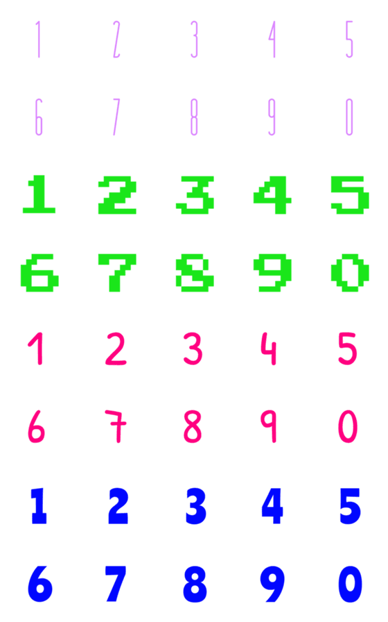 Line絵文字 使える ポップな数字の絵文字 40種類 1円 Line絵文字 使える ポップな数字の絵文字 40種類 1円