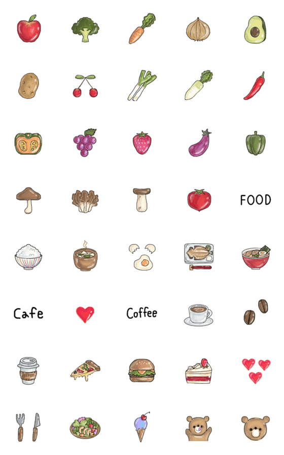 [LINE絵文字]艶々まいにち使える食べ物絵文字の画像一覧