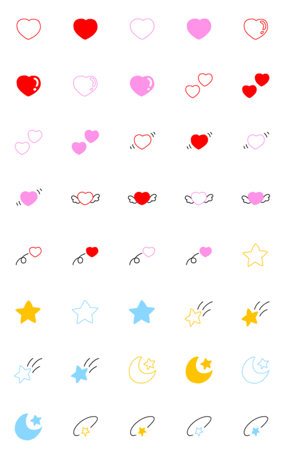 [LINE絵文字]いつも絵文字（ハート＆星）の画像一覧