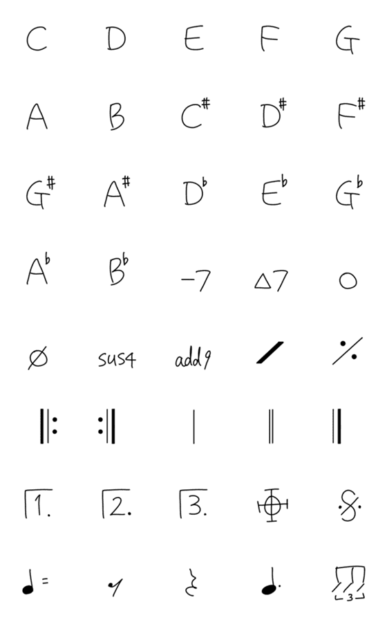 [LINE絵文字]使える音楽記号の画像一覧