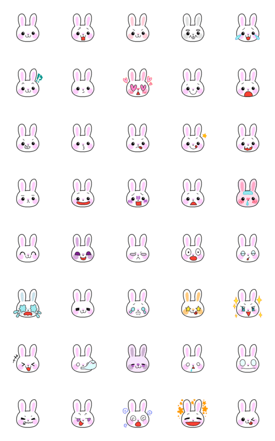 [LINE絵文字]日常で使える大人かわいいウサギの絵文字の画像一覧