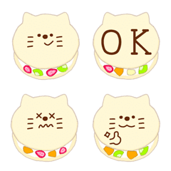 [LINE絵文字] フルーツサンドにゃんこのシンプル絵文字の画像