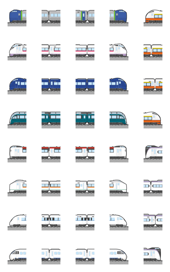 [LINE絵文字]つなげて いろいろ 特急列車 絵文字の画像一覧