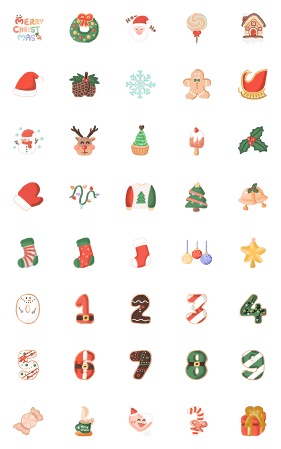 [LINE絵文字]Kawaii Christmas ＆ Cookie Icingの画像一覧