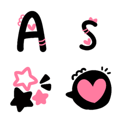 [LINE絵文字] Alphabet adorable black pinkの画像