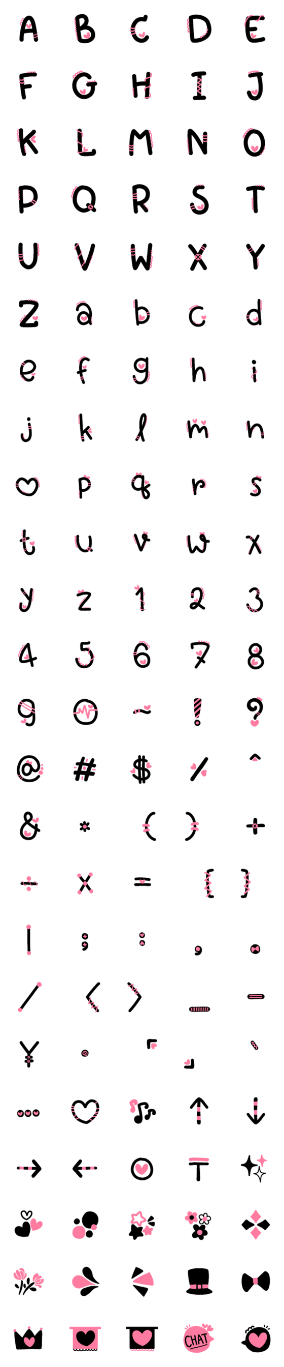 [LINE絵文字]Alphabet adorable black pinkの画像一覧