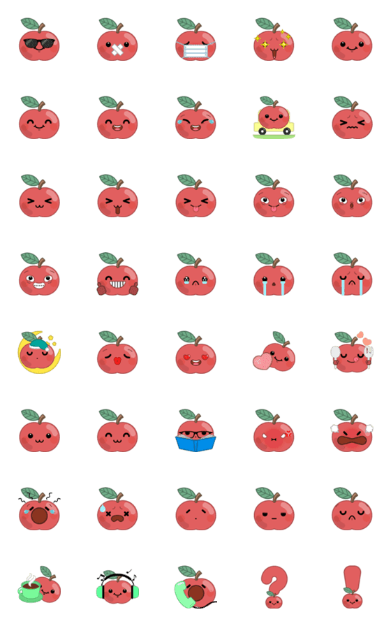 [LINE絵文字]Fruit Emoji - Appleの画像一覧