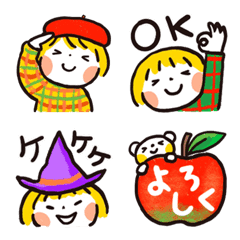 [LINE絵文字] 仲良しともだち 楽しい秋☆絵文字の画像