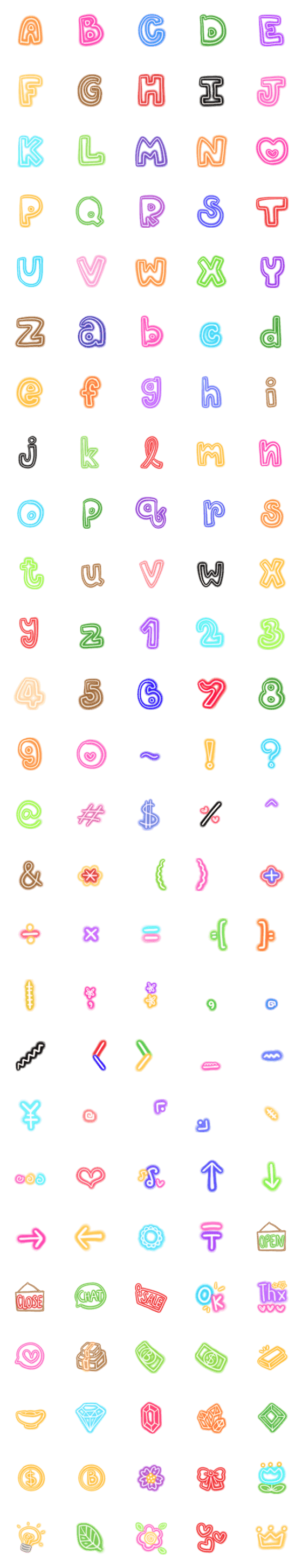 [LINE絵文字]Alphabet adorable neon funnyの画像一覧