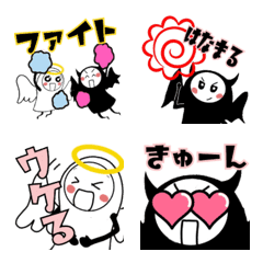 [LINE絵文字] 天使ちゃんと悪魔くん♡絵文字①文字大き目の画像