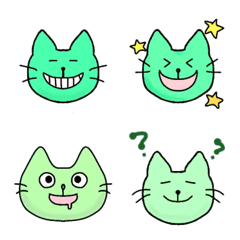 [LINE絵文字] 緑の猫と日常絵文字の画像