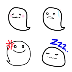 [LINE絵文字] シンプルまるゆるオバケ絵文字の画像