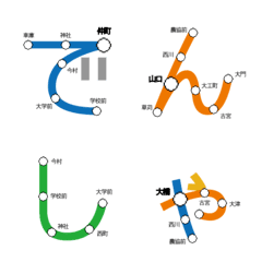 [LINE絵文字] 路線図 絵文字 ひらがな 電車 鉄道の画像